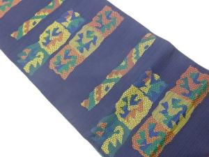 本場筑前博多変わり横段に抽象模様織出し名古屋帯